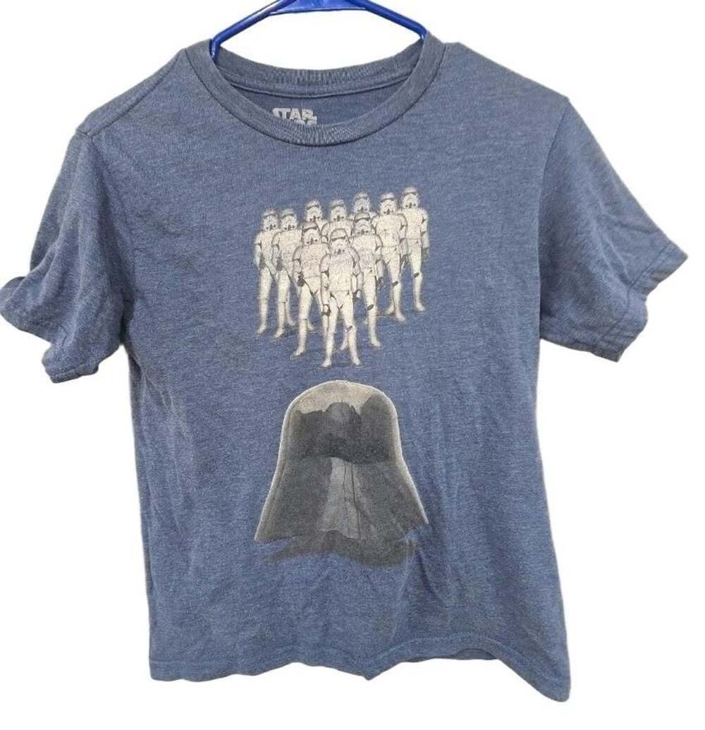 Star Wars Graphic T-Shirt Size LG Blue Stormtrooper Darth Vader